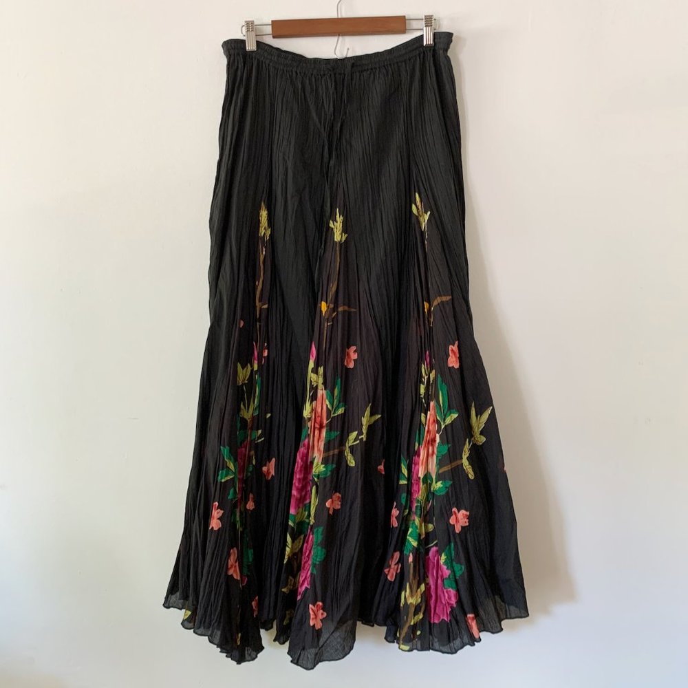 Soft Surroundings Long Gauze Floral Maxi Skirt Tall Medium TMD Women's
